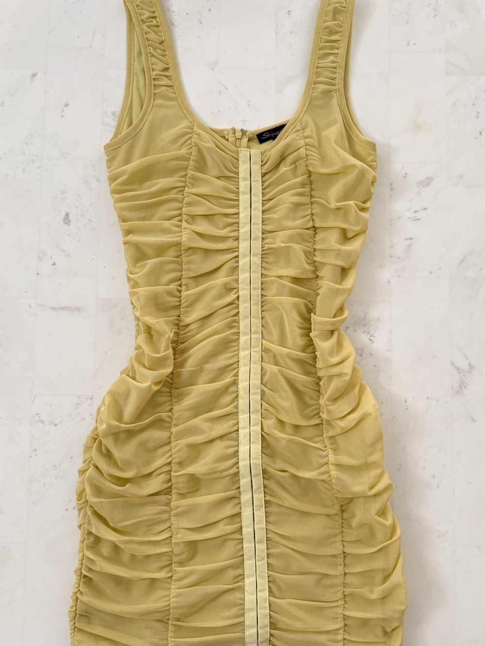 Shinestar Lemon Ruched Mini Dress